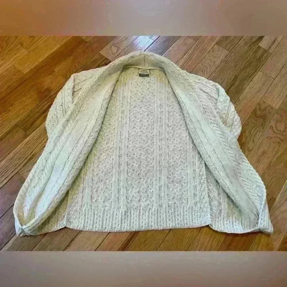 Shannon Woolen Mills Chunky Cable Knit Open Cardigan Sweater Womens Size M Ivory - Picture 7 of 14